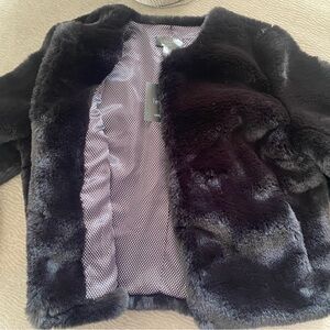 LEVIVEL 1206 Black Luxurious Faux Fur Jacket - Size M/L - NEW